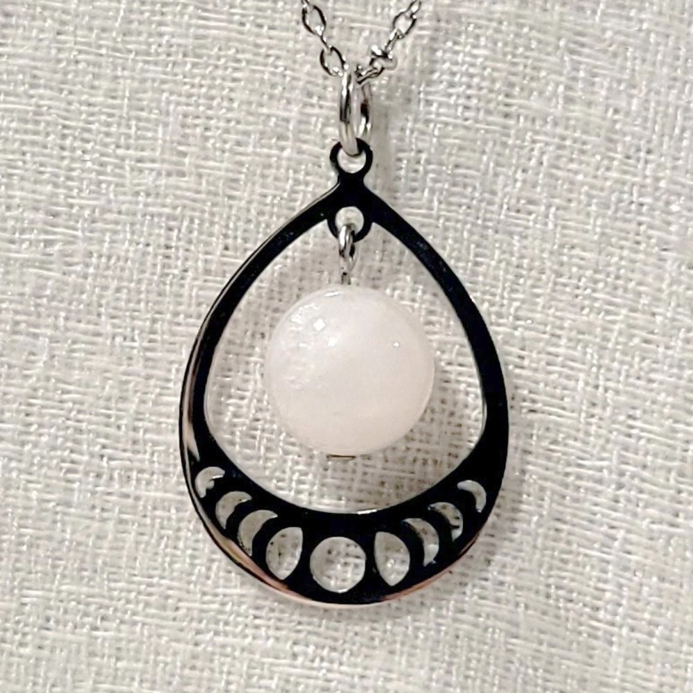 Moon Phase Necklace with Milky Moonstone